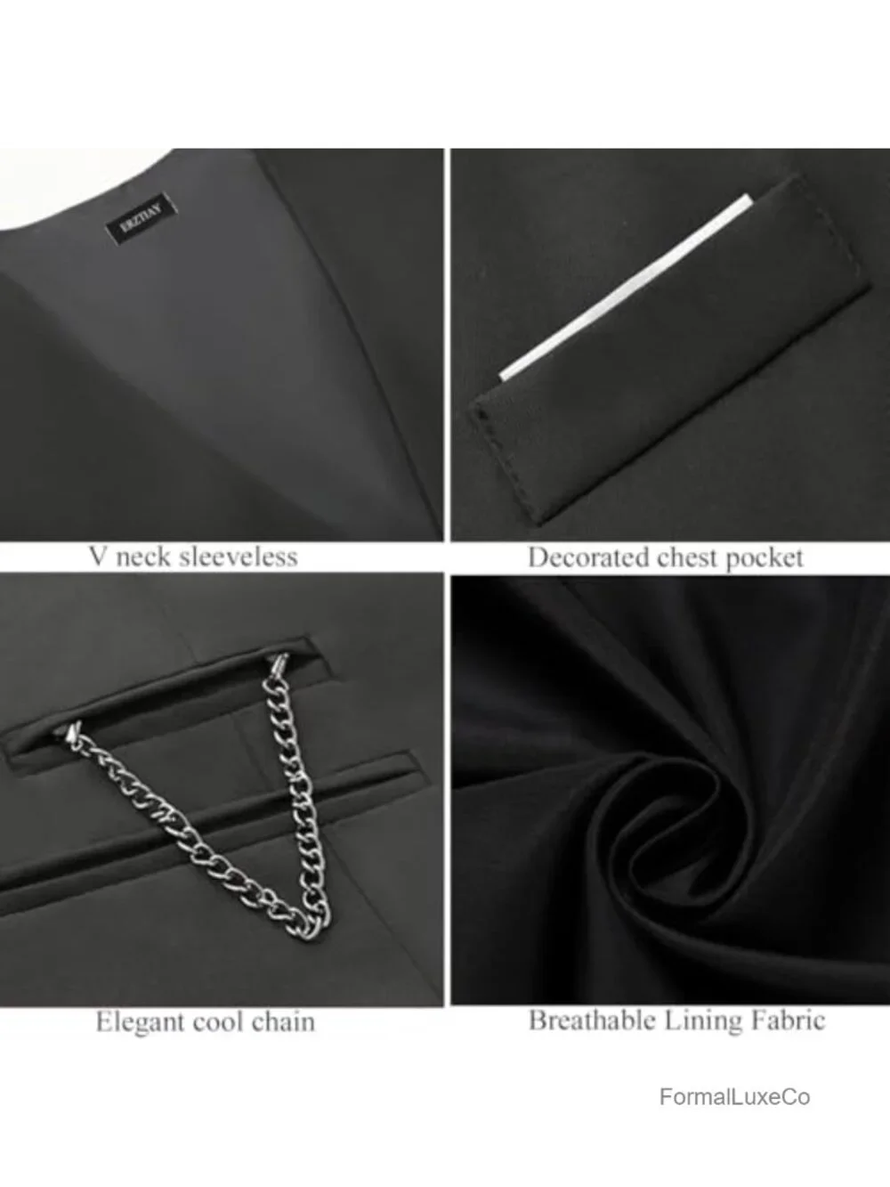 Men's Slim Fit Sleeveless Suit Vest Waistcoat Formal Business Tuxedo Vest